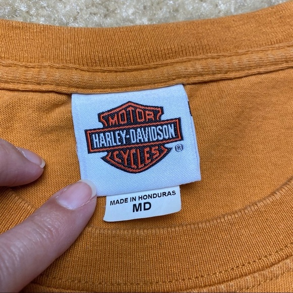 Harley Davidson Men’s Orange Tee Size Medium - Picture 3 of 7